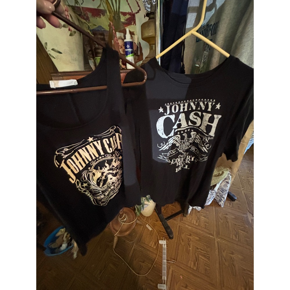 Johnny Cash Graphic Tee and Tank Top Bundle Black Old Navy XXL  2pc Set
